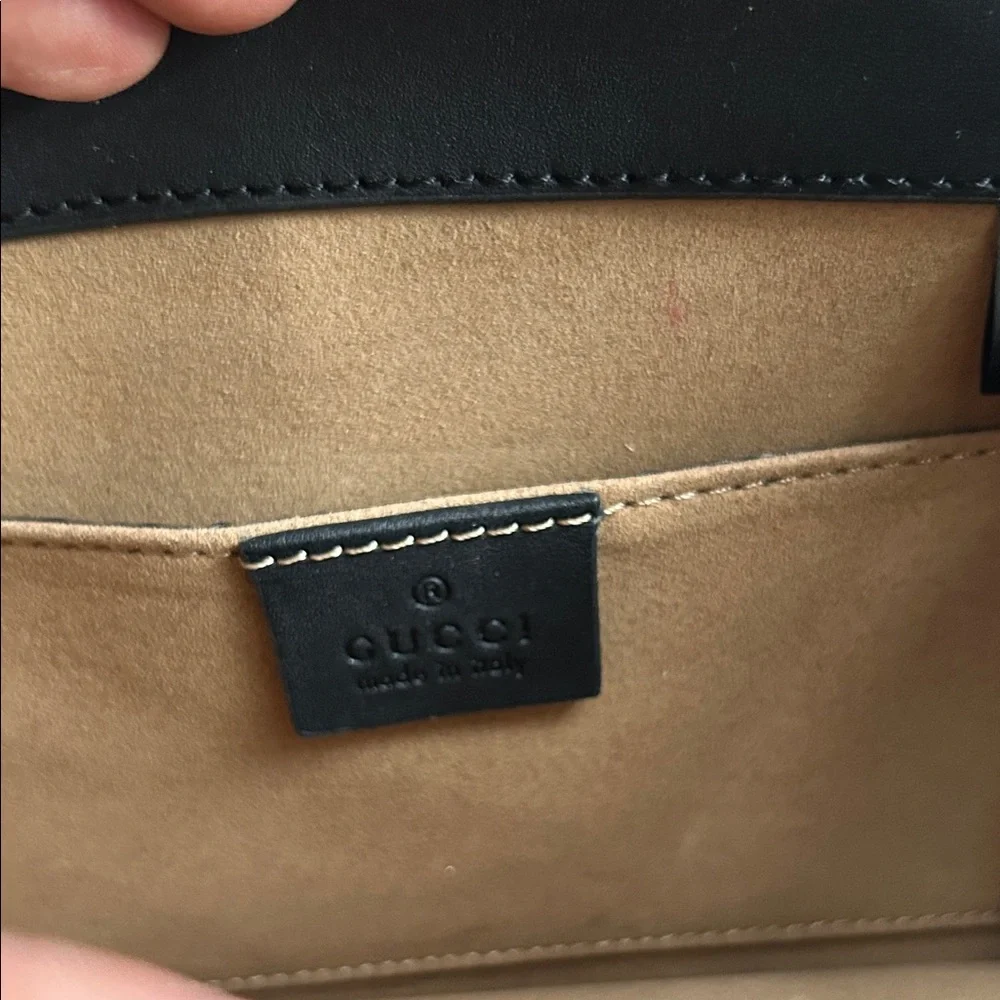 GUCCI Black Calfskin Leather Web Mini Sylvie - Picture 6 of 7